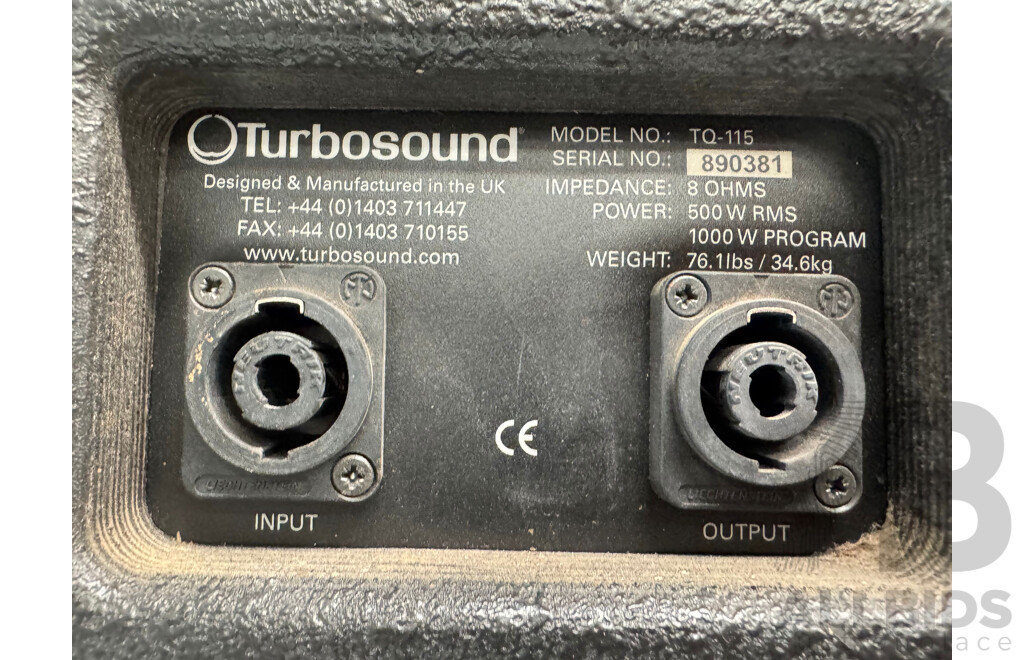 Turbosound Qlight Front Loaded Subwoofers - Lot of 2