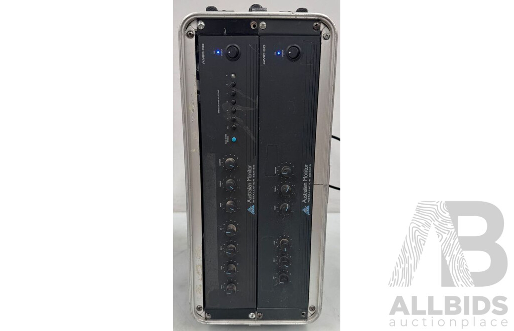Australian Monitor AMIS60 & AMC60 Mixer Amplifiers in Roadcase
