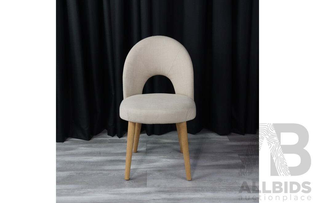 Set of Six Bentley Design Dining Chair in Navy and Oatmeal Fabric