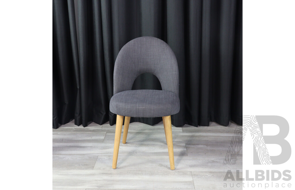 Set of Six Bentley Design Dining Chair in Navy and Oatmeal Fabric