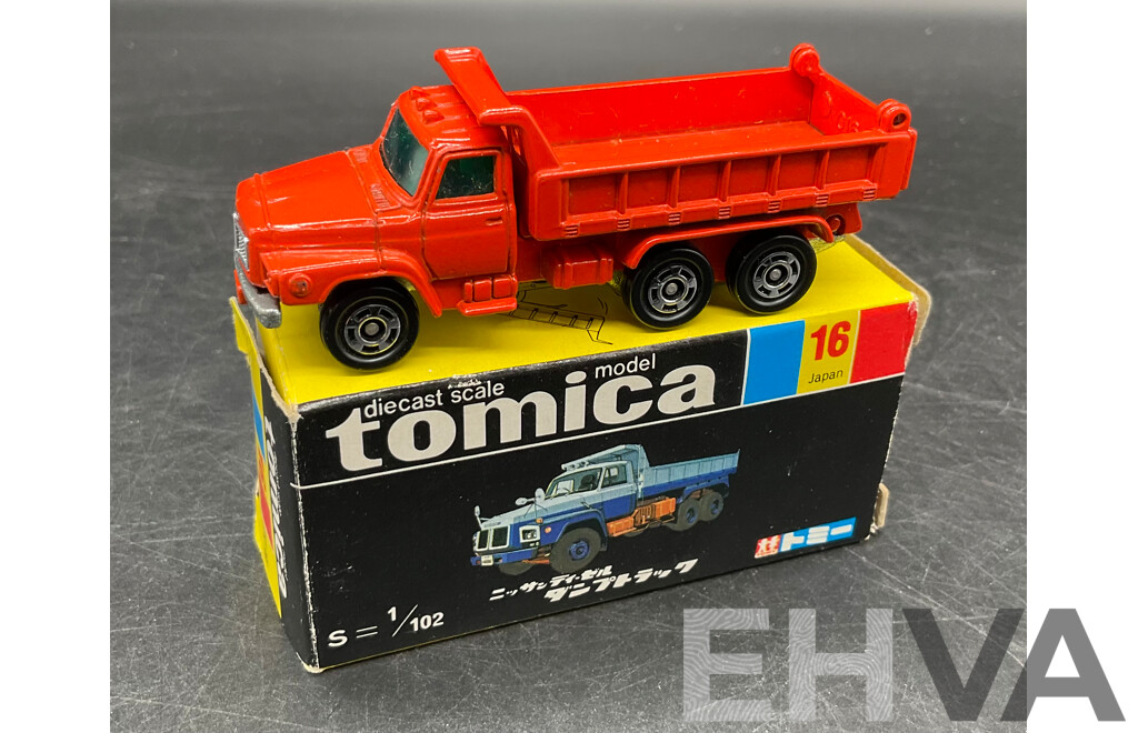 TOMICA Black Box Retired No. 16 NISSAN Diesel Dump Truck Diecast Car 1/102 - Made in Japan