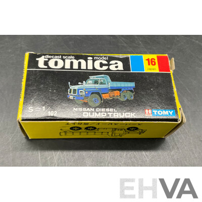 TOMICA Black Box Retired No. 16 NISSAN Diesel Dump Truck Diecast Car 1/102 - Made in Japan