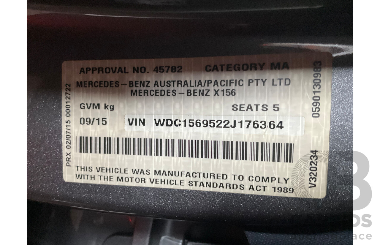 9/2015 Mercedes Benz GLA 45 AMG 4Matic (AWD) X156 MY15 4d Wagon Mountain Grey Metallic Turbo 2.0L