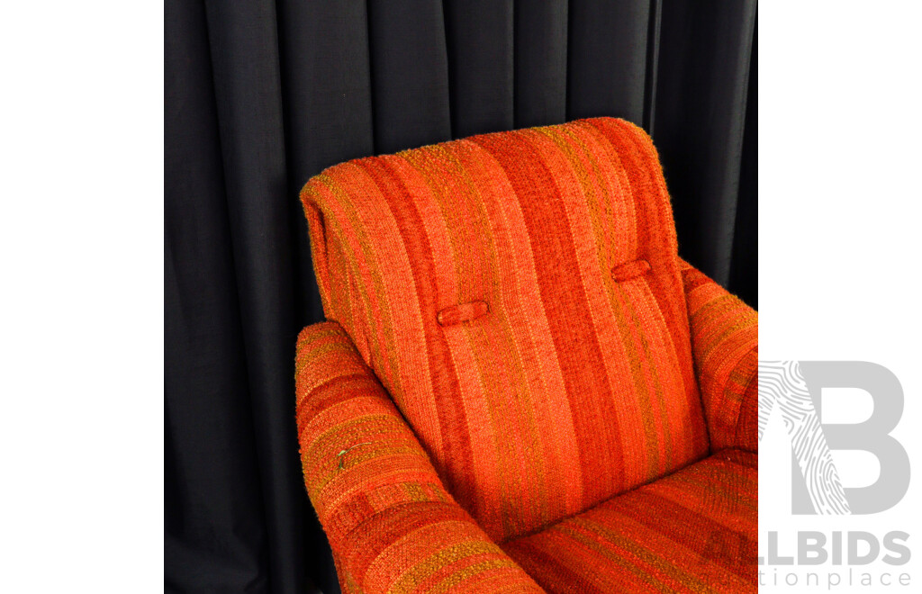 Pair of Vintage Woolen Burnt Orange Lounge Chairs by Parker Furniture
