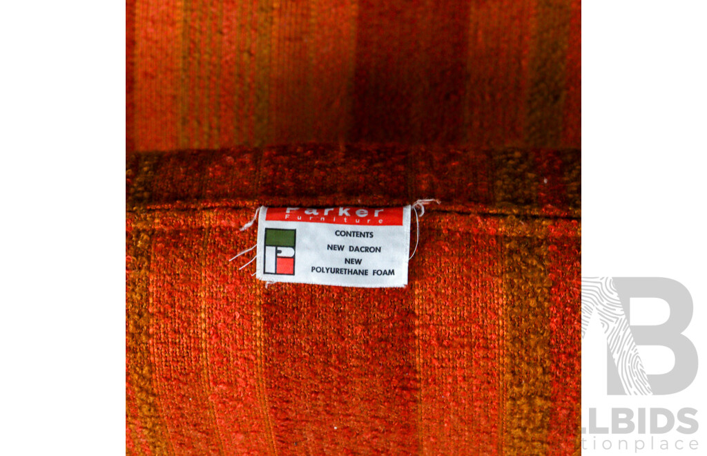 Pair of Vintage Woolen Burnt Orange Lounge Chairs by Parker Furniture