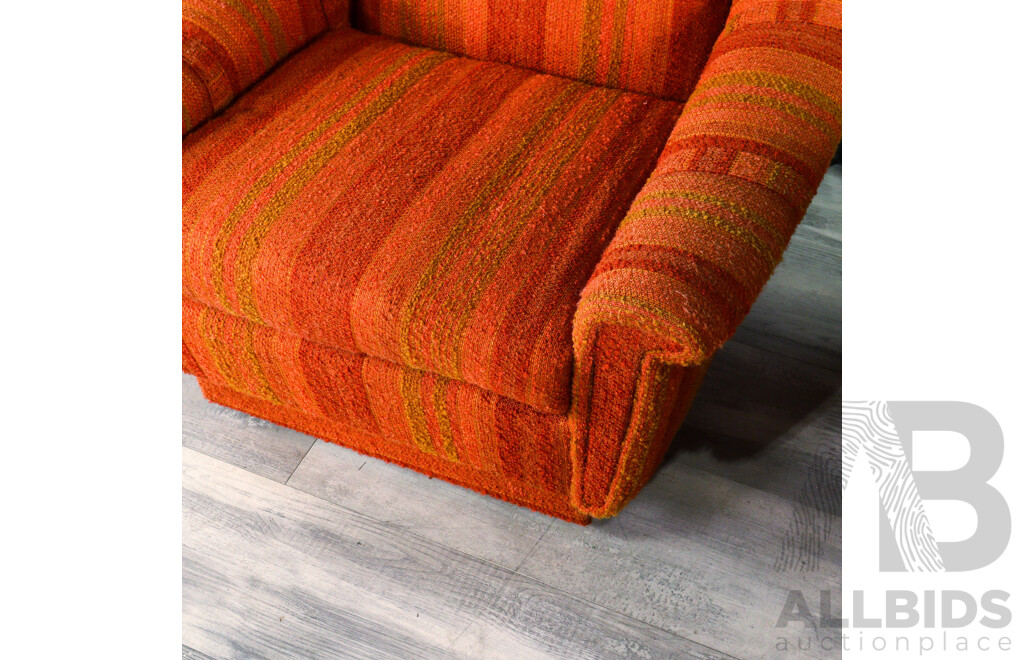 Pair of Vintage Woolen Burnt Orange Lounge Chairs by Parker Furniture