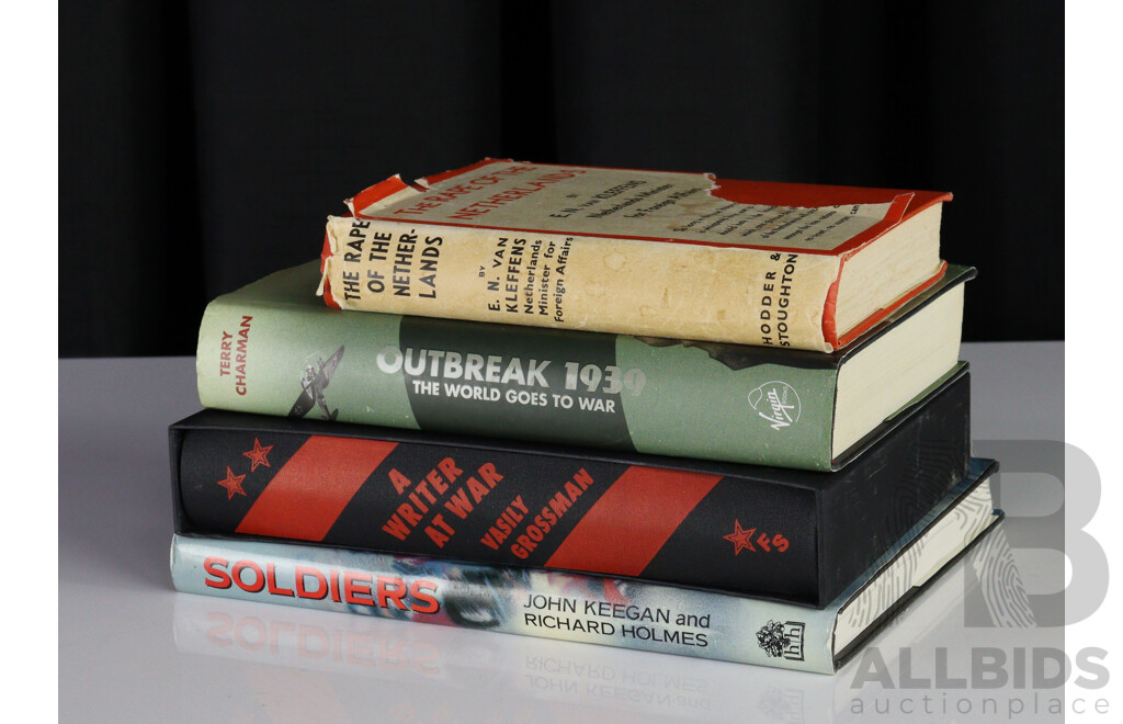 Collection Four Books Realting to Allies WWII Experience Including Folio Society Vasily Grossman a Writer at War, and More