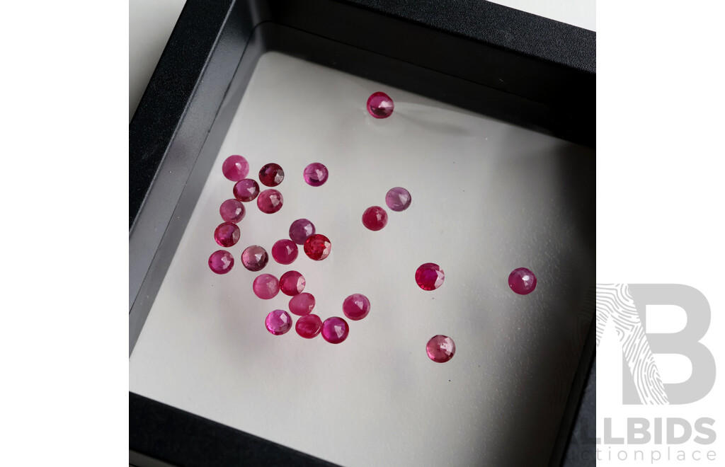 Ruby (25) Natural Untreated Unset Round Faceted Gemstones, Grade A-AA, 5.55ct