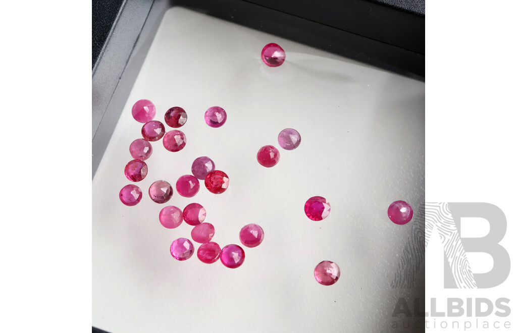 Ruby (25) Natural Untreated Unset Round Faceted Gemstones, Grade A-AA, 5.55ct