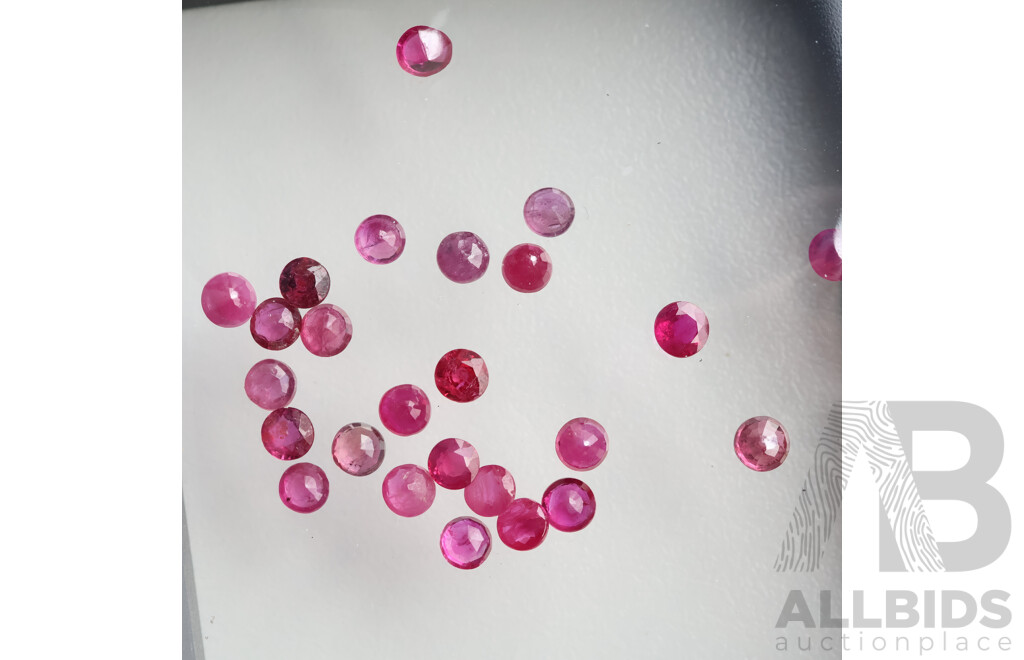 Ruby (25) Natural Untreated Unset Round Faceted Gemstones, Grade A-AA, 5.55ct
