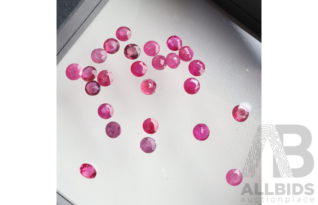 Ruby (25) Natural Untreated Unset Round Faceted Gemstones, Grade A-AA, 5.55ct