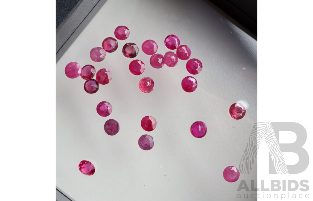 Ruby (25) Natural Untreated Unset Round Faceted Gemstones, Grade A-AA, 5.55ct