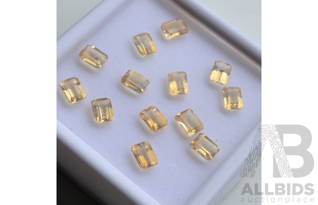 Citrine (13) Natural Untreated Gemstones, Emerald Cut, 19.35ct