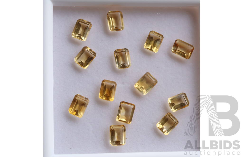 Citrine (13) Natural Untreated Gemstones, Emerald Cut, 19.35ct