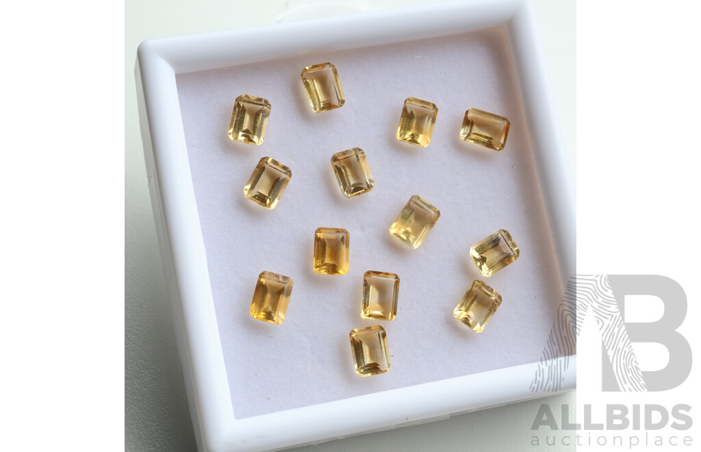 Citrine (13) Natural Untreated Gemstones, Emerald Cut, 19.35ct