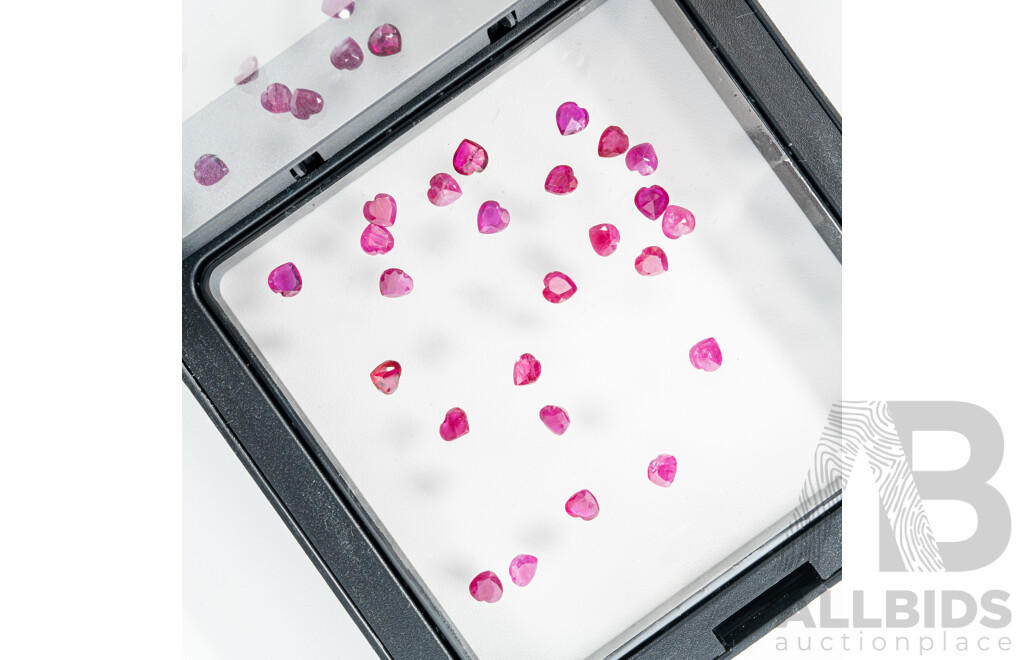 Rubies, (25) Natural Untreated Heart Cut Gemstones, 4.60ct