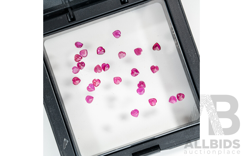Rubies, (25) Natural Untreated Heart Cut Gemstones, 4.60ct