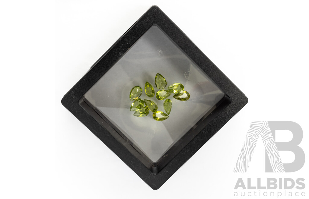 Peridot, (11) Natural Untreated Pear Cut Gemstones, 14.46ct