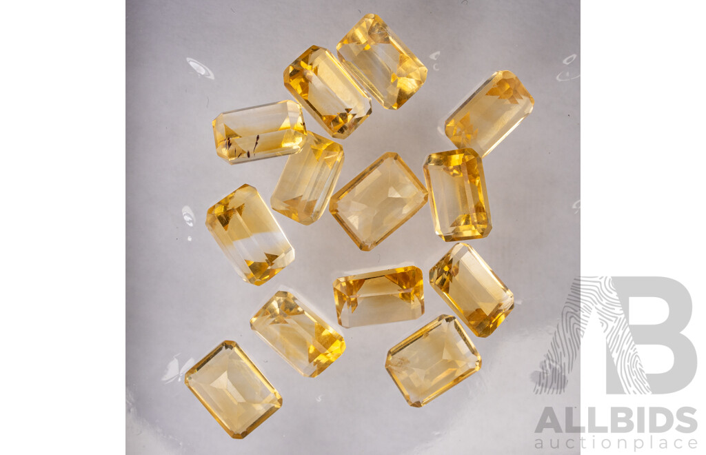 Citrine (13) Natural Untreated Emerald Cut Gemstones, 19.95ct