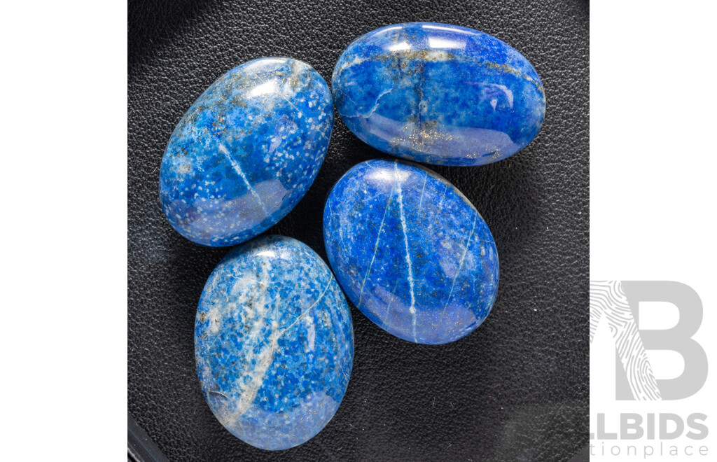 Lapis Lazuli (4) Untreated Oval Cabochon Burmese Gemstones, 142.45Ct