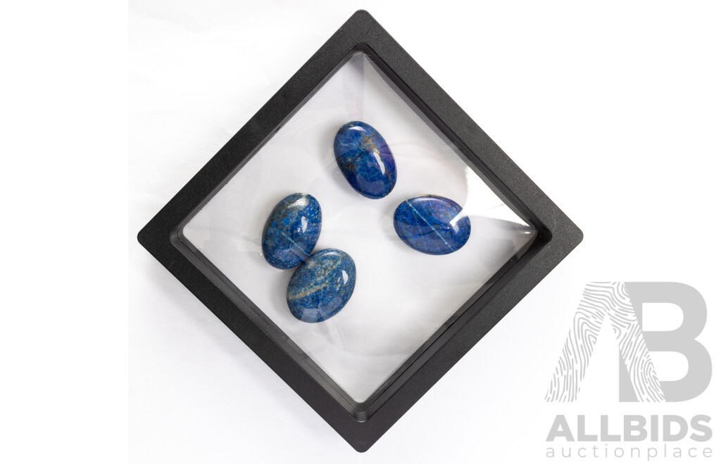 Lapis Lazuli (4) Untreated Oval Cabochon Burmese Gemstones, 142.45Ct