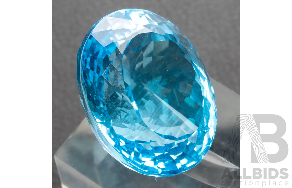 Swiss Blue Topaz, Natural Oval Cut Unset Gemstone, 60.90ct