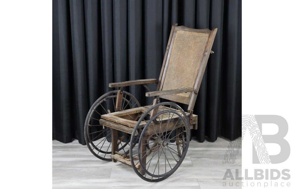 Antique Oak Framed Adjustable Wheel Chair