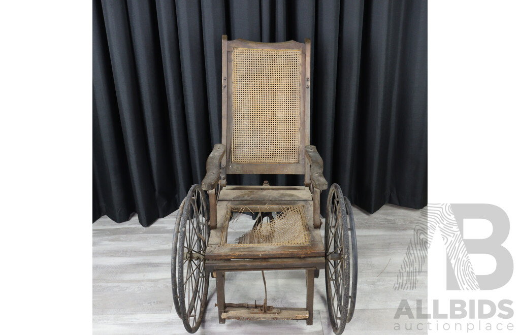 Antique Oak Framed Adjustable Wheel Chair