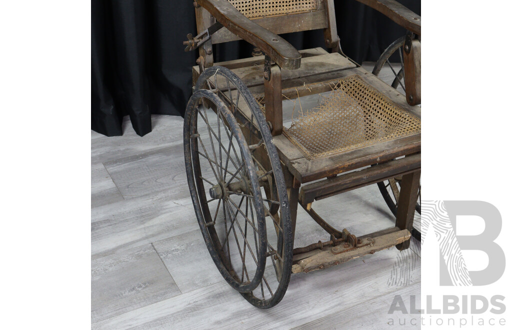 Antique Oak Framed Adjustable Wheel Chair