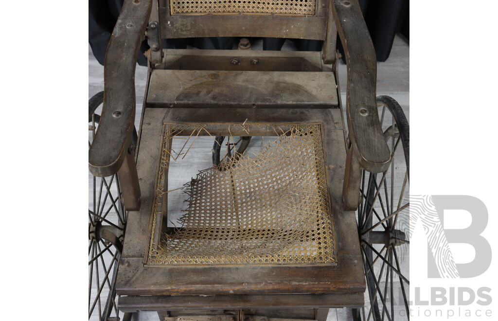 Antique Oak Framed Adjustable Wheel Chair