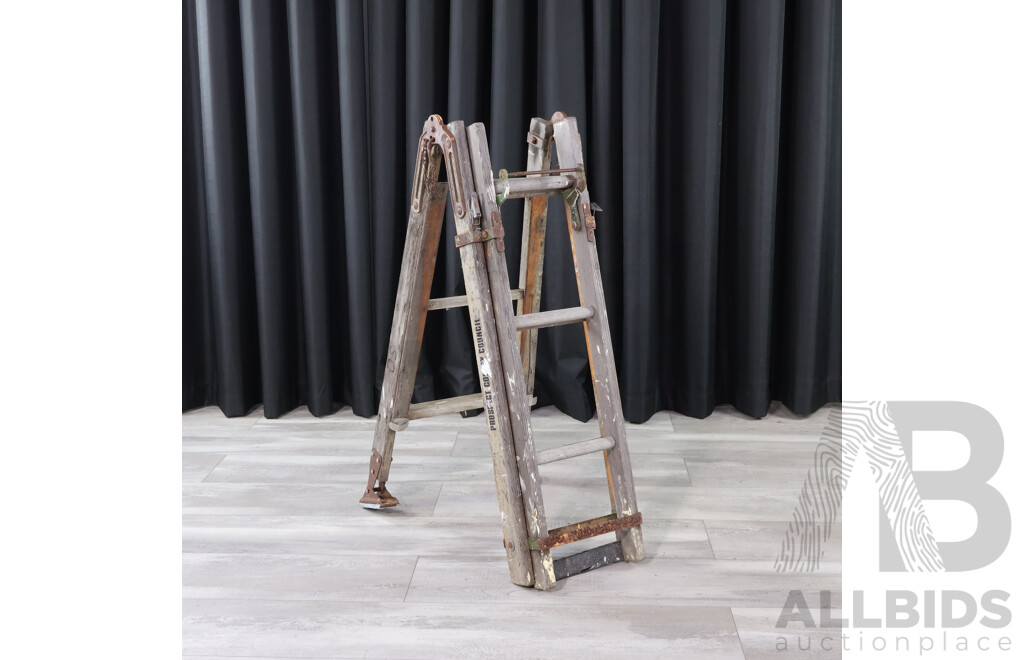 Vintage Folding Mote Timber Ladder