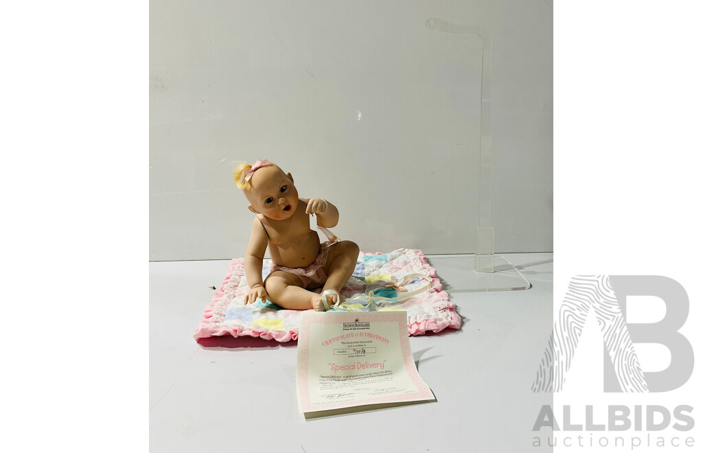 Vintage “special Delivery” Porcelain Doll #7300 From the “where Do Babies Come From” Collection Issued by Ashton-drake Galleries
