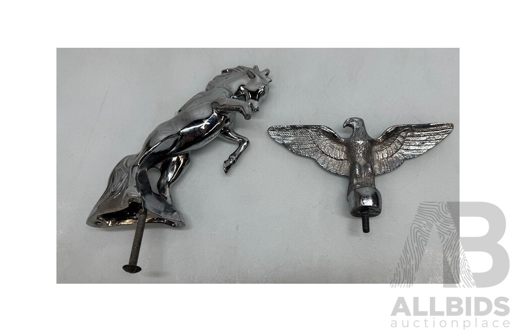 Vintage Car Eagle and Stallion Bonnet Hood Mascot Ornaments