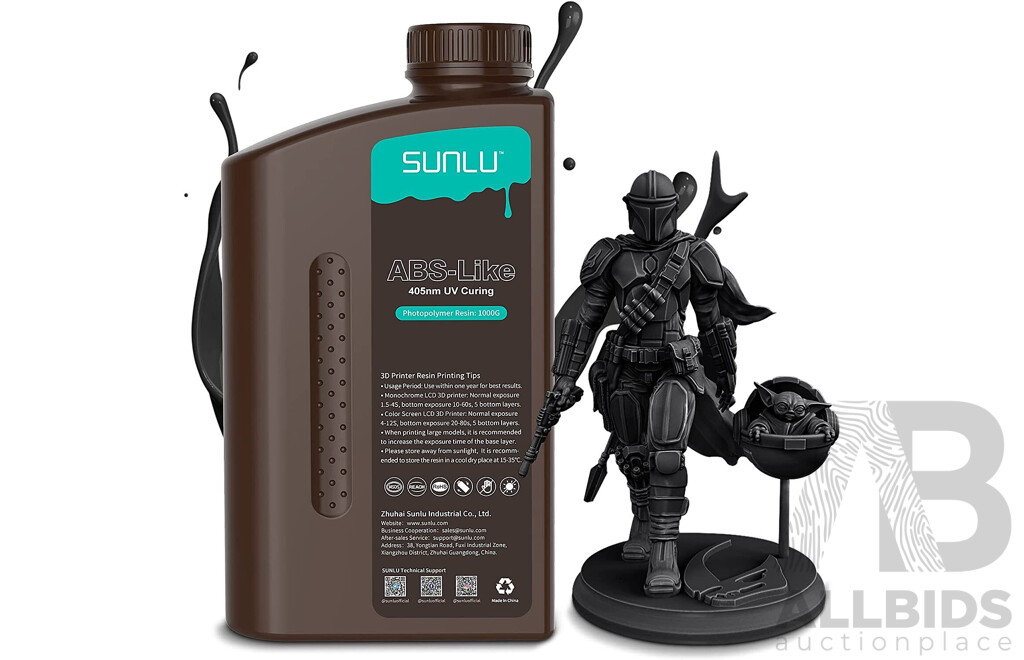Sunlu ABS Like 3D Photopolymer Resin for 3D Printing (Solid Black) - Lot of 4