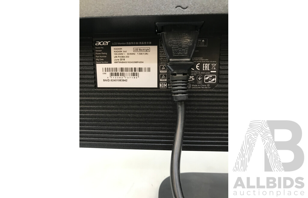 Acer, Dahua, and Blaupunkt Monitors with Universal Tablet Holders - Lot of 5