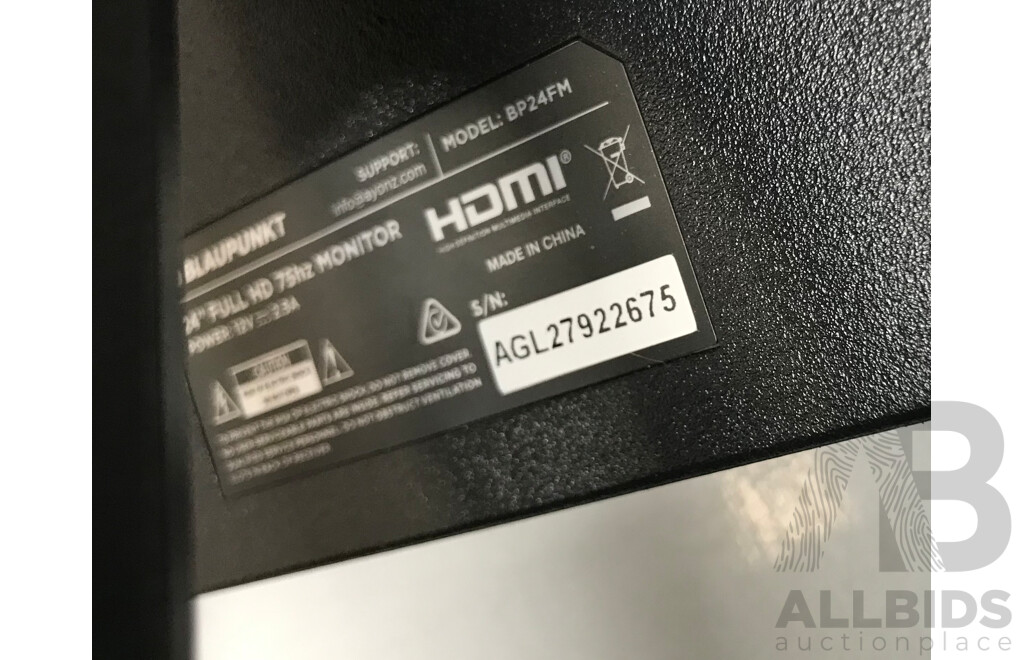 Acer, Dahua, and Blaupunkt Monitors with Universal Tablet Holders - Lot of 5