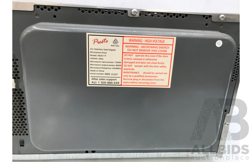Presto 25L Stainless Steel Digital Microwave Oven