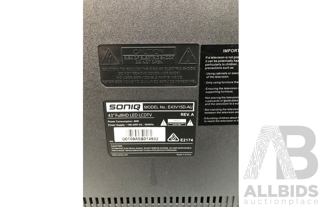 Soniq 43 Inch FHD LED LCD Television