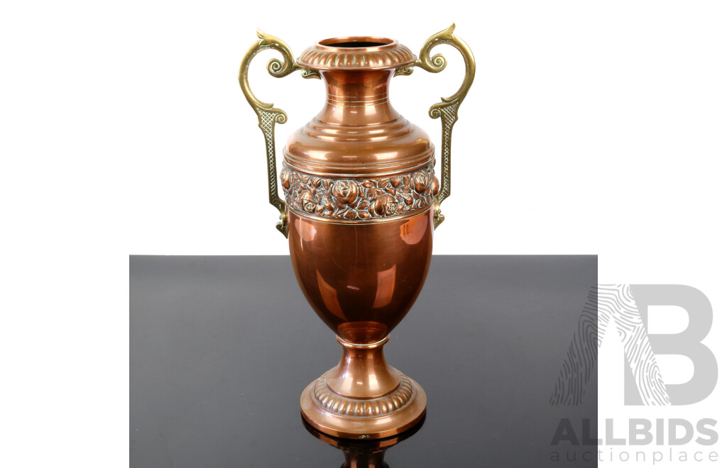 Vintage Large Copper Twin Handled Urn