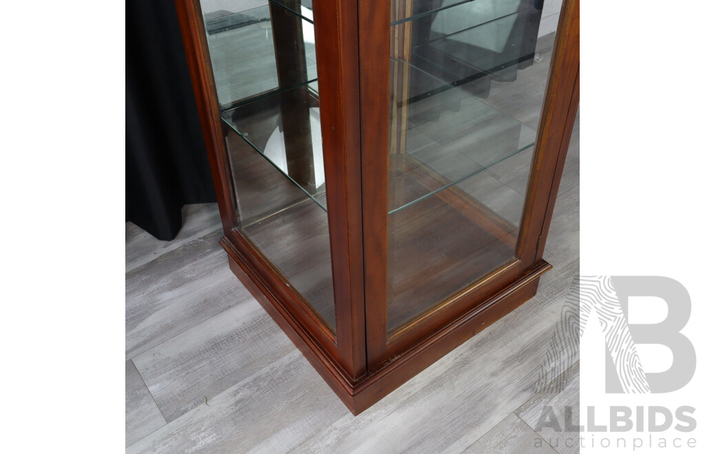 Mahogany Tall Display Case with Mirrored Back