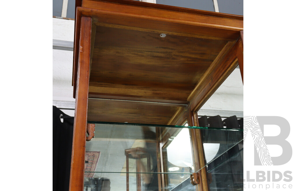 Mahogany Tall Display Case with Mirrored Back