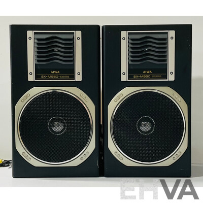Component AIWA Stereo System Including PX-E5550 Stereo Turntable, 5 Band Graphic Equalizer Compact Disc Player and Pair of SX-M550 Two Way Bass Reflex Speakers