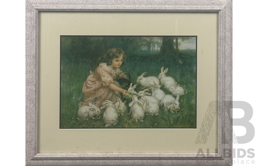 After Frederick Morgan (British, 1847-1927), Alice in Wonderland, Reproduction Print of Original Lithograph, 48 X 58 Cm (frame)