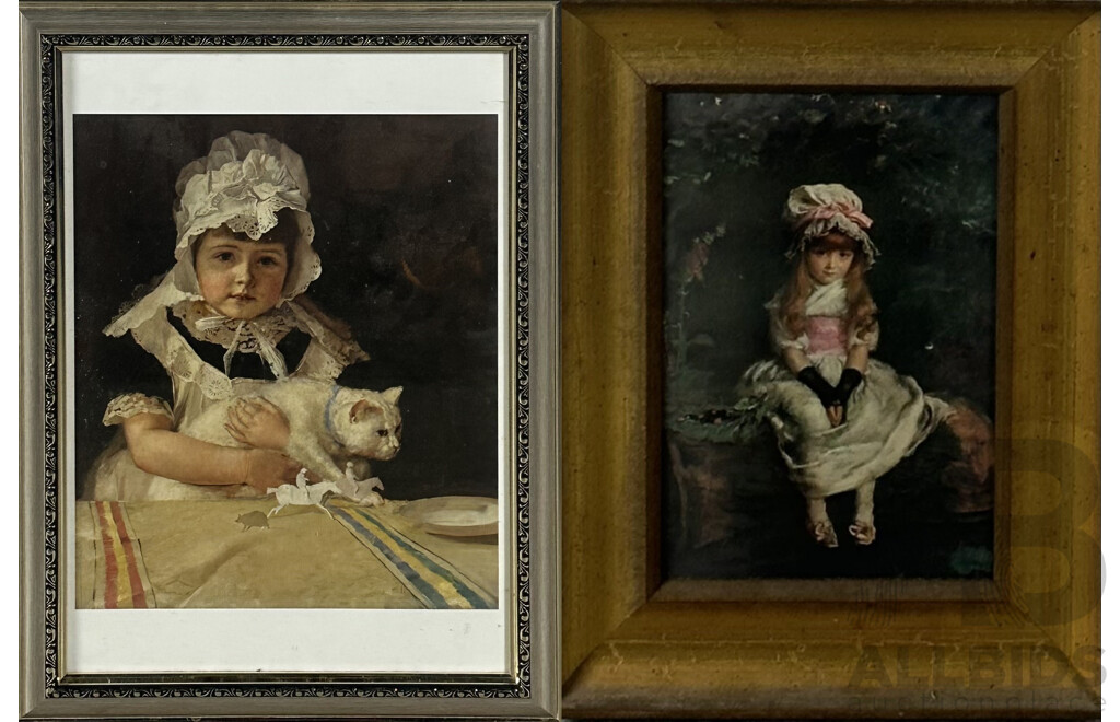 John Everett Millais, (British, 1829-1896)Cherry Ripe (1879) & Tom Roberts, (British-Australian, 1856-1931), Miss Minna Simpson (1886), Pair Prints of Originals, 48 x 36 cm (larger frame) (2)