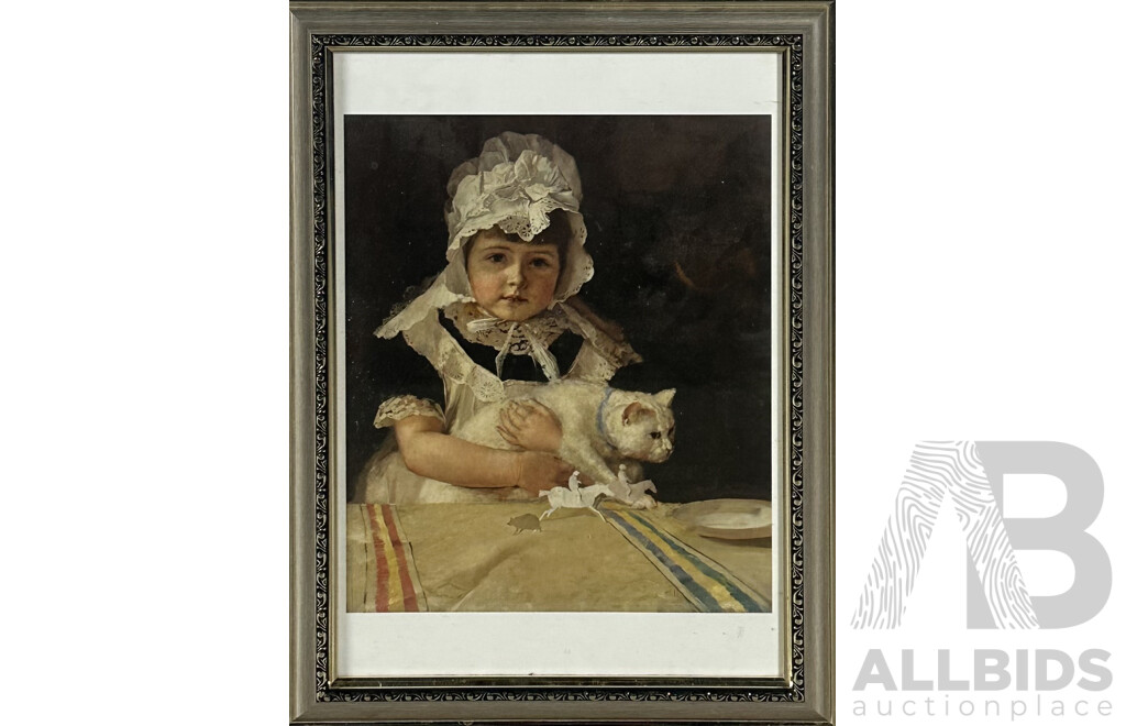 John Everett Millais, (British, 1829-1896)Cherry Ripe (1879) & Tom Roberts, (British-Australian, 1856-1931), Miss Minna Simpson (1886), Pair Prints of Originals, 48 x 36 cm (larger frame) (2)