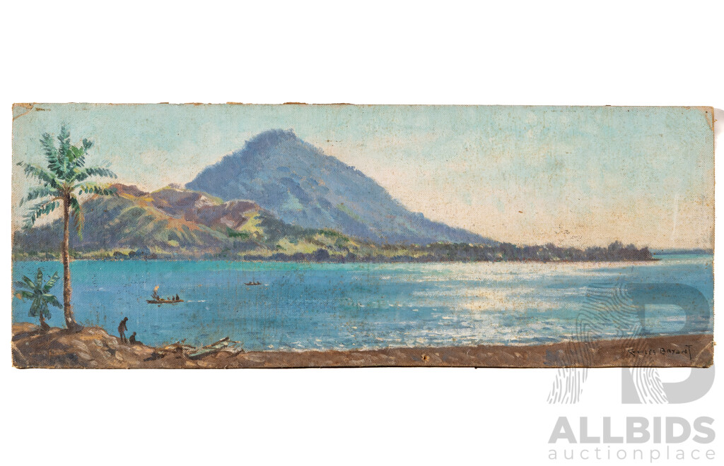 Charles David Jones Bryant (Early 20th Century, Australian,1883-1937), The Cove, Papua New Guinea (c1923), Canvas on Cardboard, 15 x 40 cm