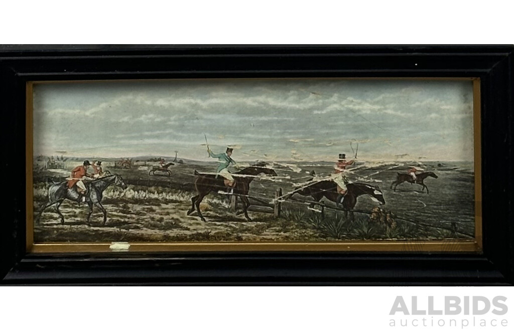 Collection of Vintage Art Works, Including Pair of B. McKelvey Homestead Ink & Watercolours, Unknown Fox Hunt Print & Boy with Sheep, Print on Cloth, 30 x 40 cm (largest) (4)