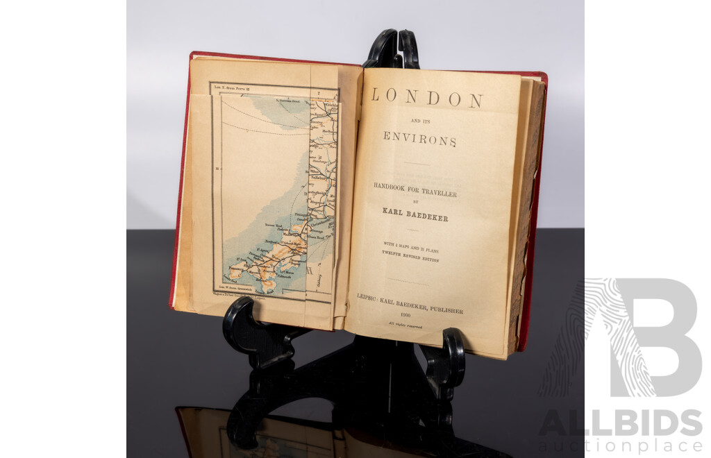 Baedeker's London and Its Environs, Karl Baedeker Publisher, 1900, Hardcover
