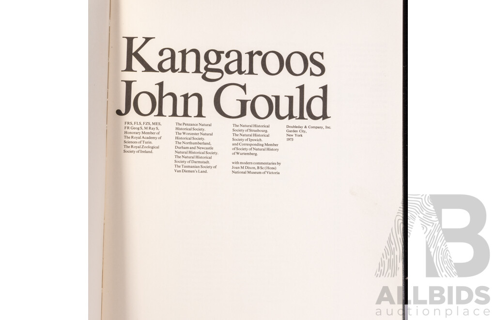 Collection Four John Gould Volumes Comprising Placental Mammals, Australian Marsupials and Monotremes, Kangaroos, Goulds Australia, All Hardcovers in Slip Cases