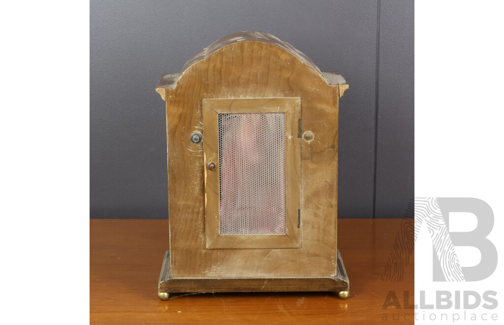 Art Deco Oak Cased Mantle Clock with String Inlay